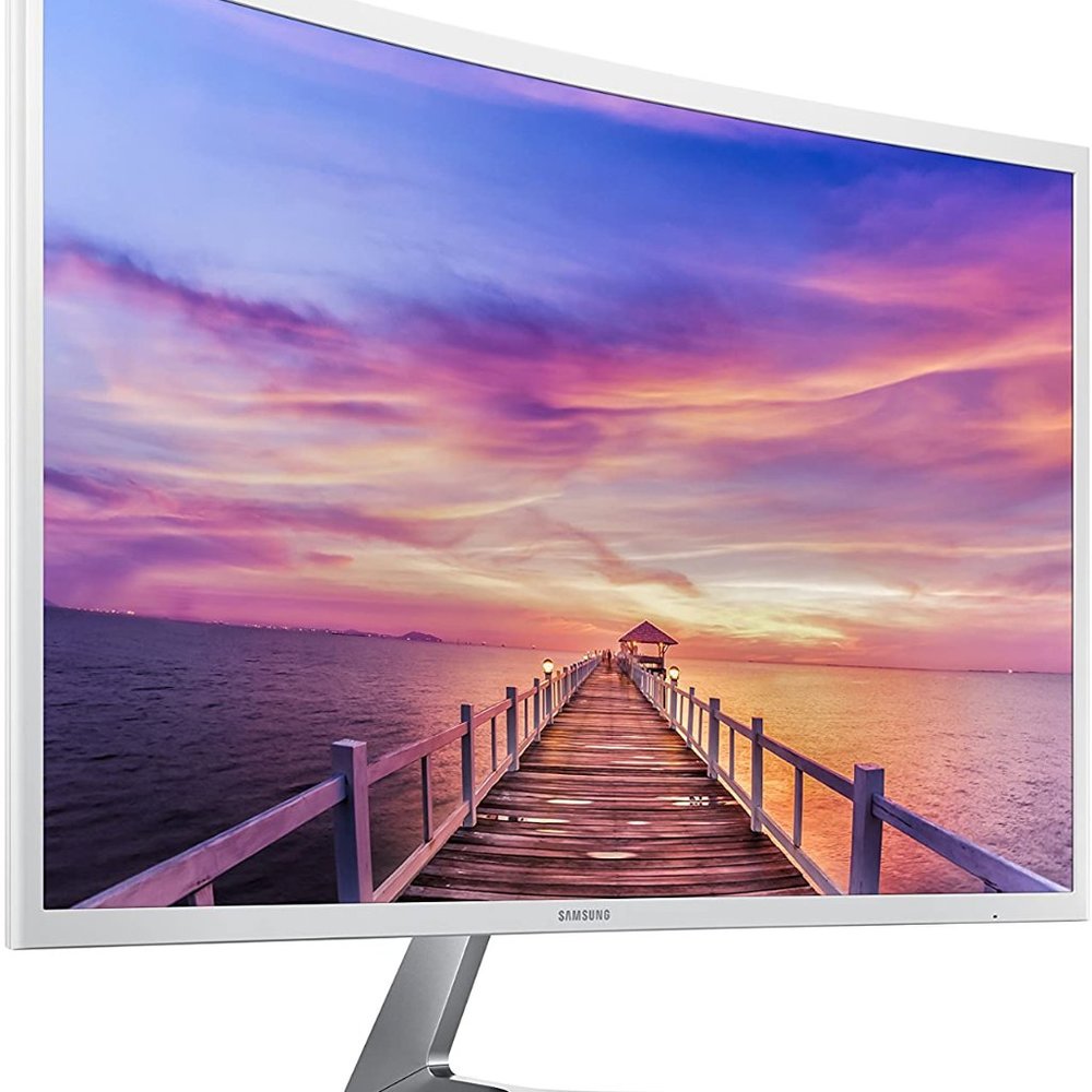 Samsung 32" Full HD Curved Screen Monitor in White + 6ft DP to HDMI Cord